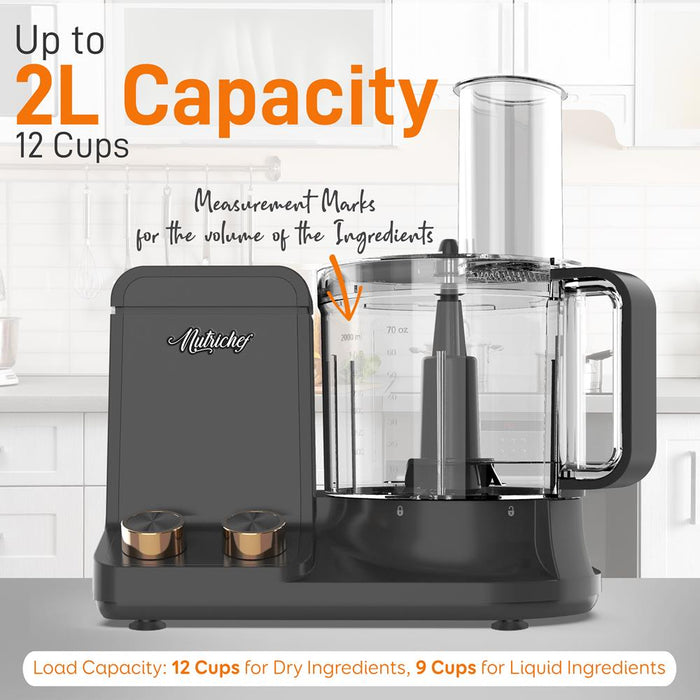 Robot culinaire multifonction - Moteur puissant ultra silencieux, comprend 6 lames d'attachement, capacité jusqu'à 2L 