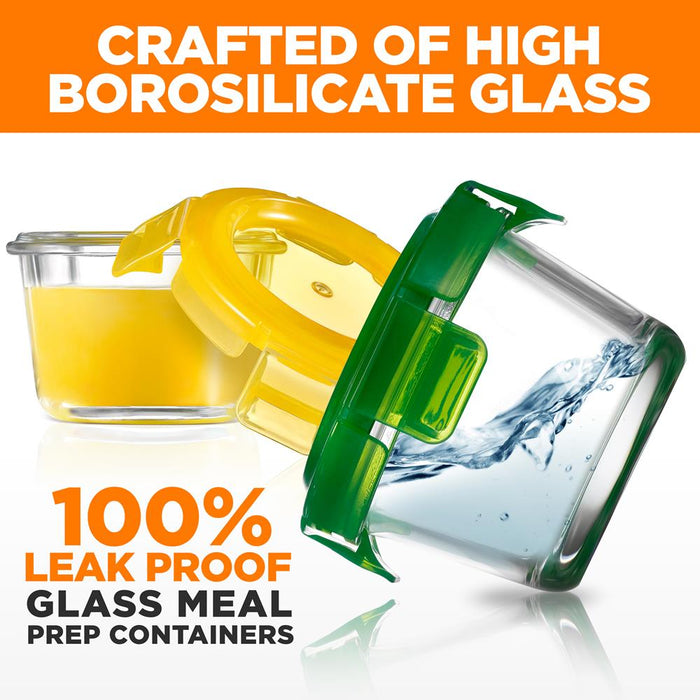 12 Pcs. Mini High Borosilicate Glass Round Meal-Prep Containers With Airtight Lid, 4Oz