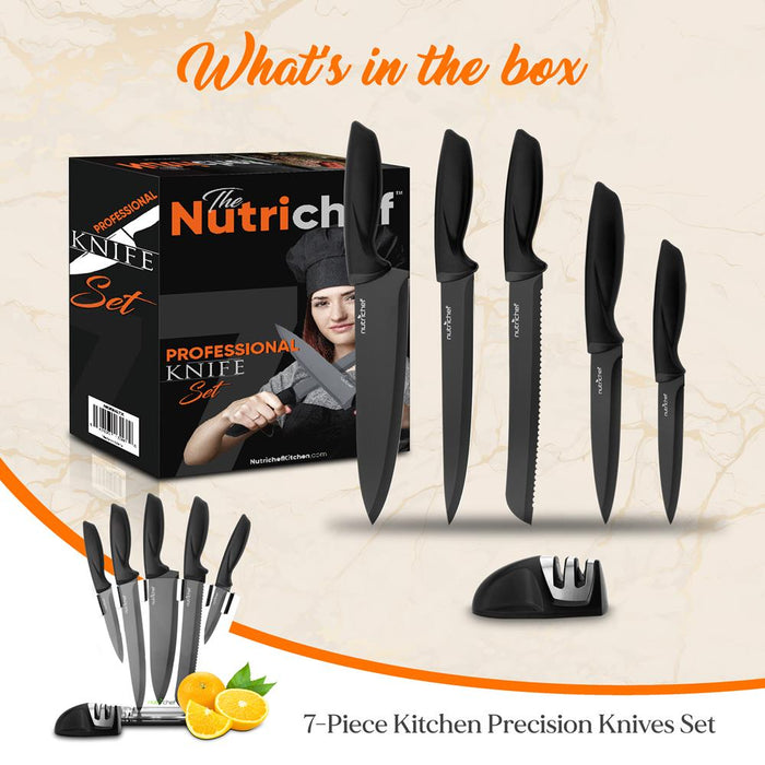 7-Piece Kitchen Precision Knives Set - Versatile Stainless Steel Knife Set With Block Stand , Ideal For Cutting, Slicing, Chopping, And Dicing