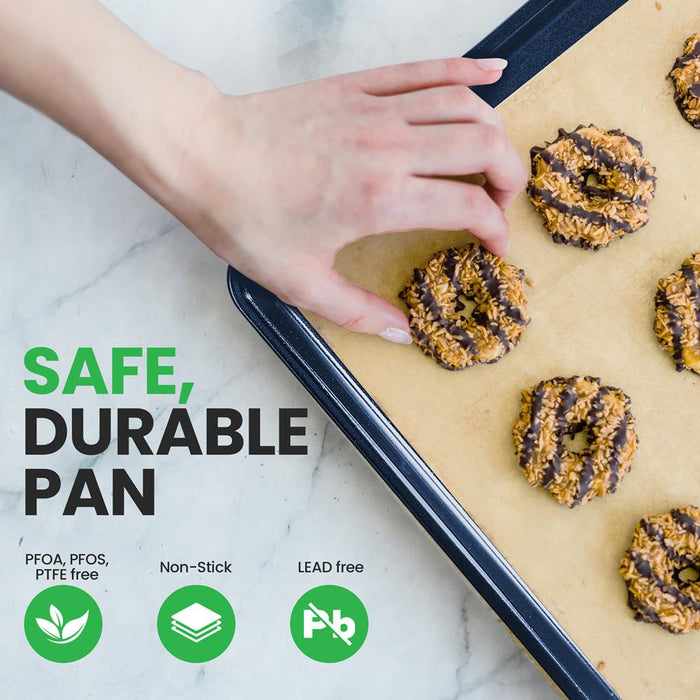 Non-Stick Mega Bake Pan - Stylish Metallic Coating, Dishwasher Safe And Pfoa, Pfos, Ptfe Free