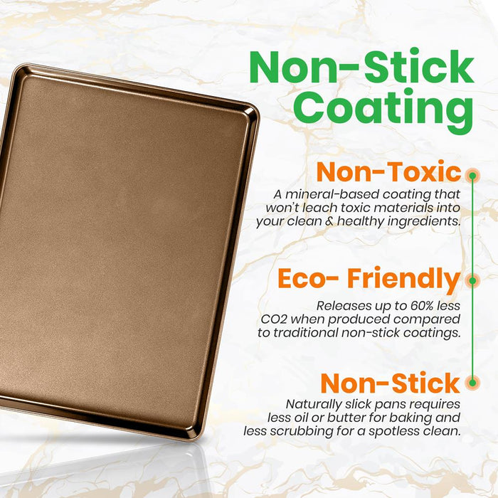Non-Stick Mega Bake Pan - Stylish Metallic Coating, Dishwasher Safe And Pfoa, Pfos, Ptfe Free