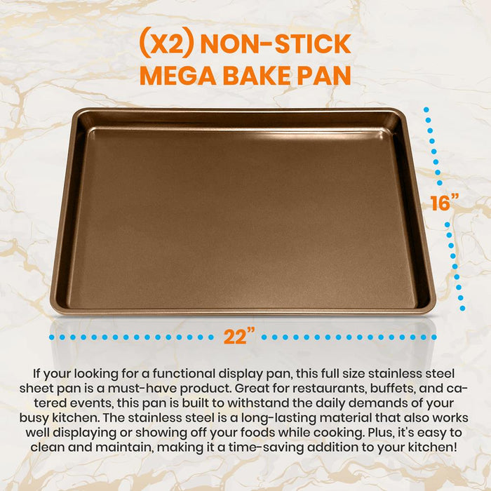 2 Pcs. Professional Home Kitchen Bake Pans - Non-Stick Coated Layer Surface, Dishwasher Safe, Pfoa, Pfos, Ptfe Free
