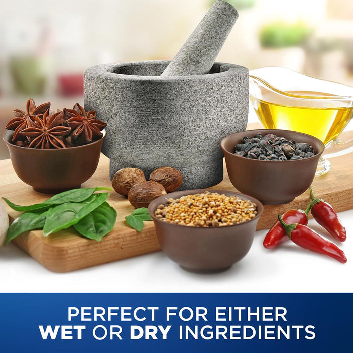 Ensemble de mortier et pilon original de 6'' - Granit non poli robuste, capacité de 2 tasses 