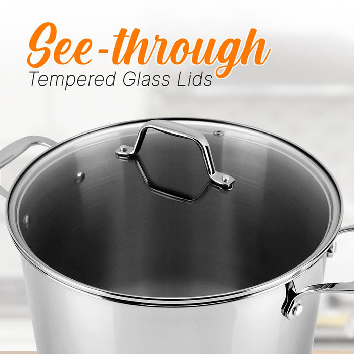 Cookware Stockpot Lid - See-Through Tempered Glass Lids (Works With Model: Ncsp16)