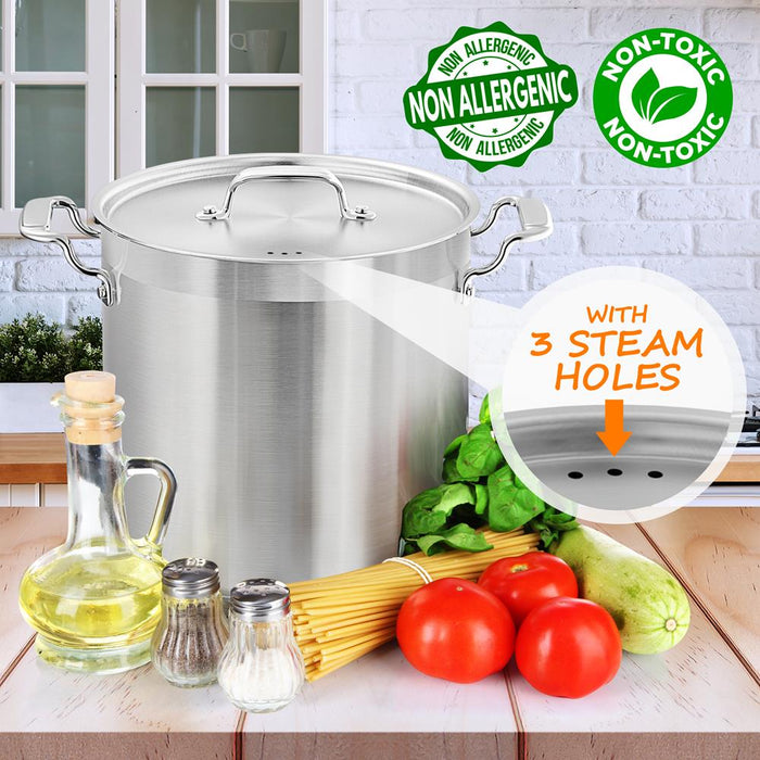 Stainless Steel Cookware Stockpot - 16 Quart, Heavy Duty Induction Pot, Soup Pot With Stainless Steel Lid