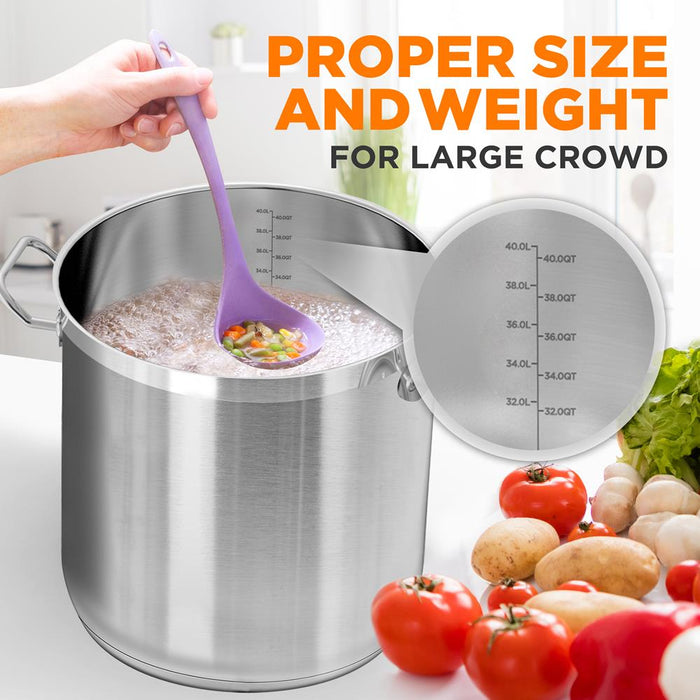 Stainless Steel Cookware Stockpot - 40 Quart, Heavy Duty Induction Pot, Soup Pot With Stainless Steel Lid