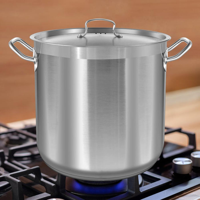 Stainless Steel Cookware Stockpot - 40 Quart, Heavy Duty Induction Pot, Soup Pot With Stainless Steel Lid