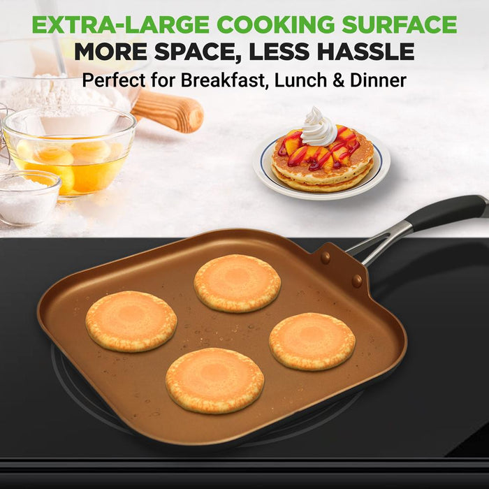3 Layers Copper Non-Stick Coating Inside, Hard-Anodized Looking Heat Resistant Lacquer Outside