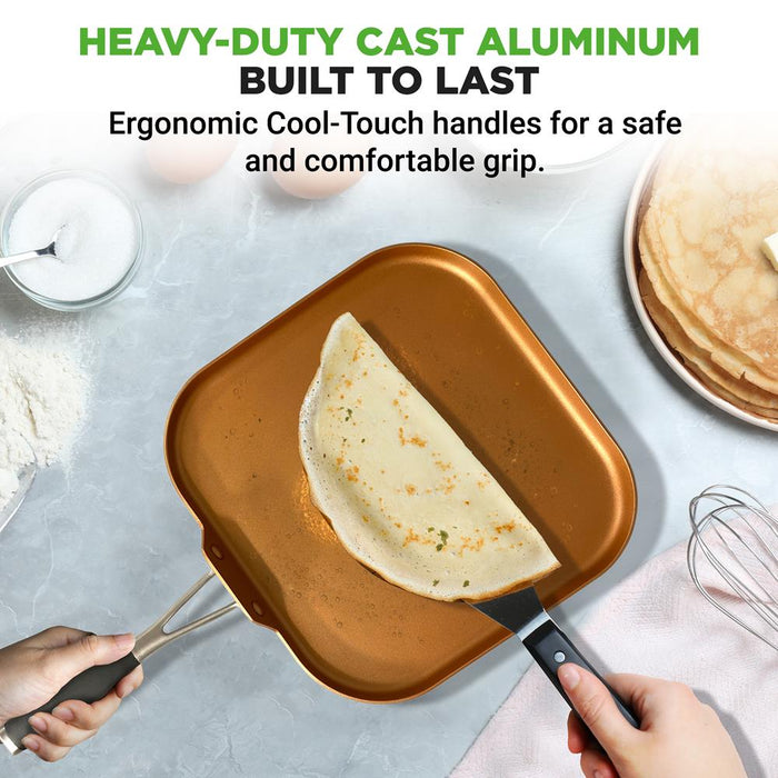 3 Layers Copper Non-Stick Coating Inside, Hard-Anodized Looking Heat Resistant Lacquer Outside