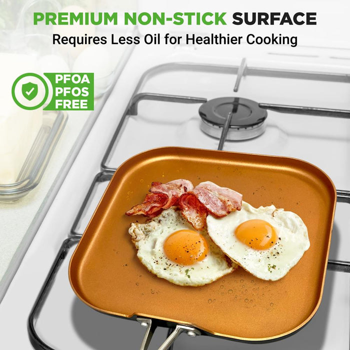 3 Layers Copper Non-Stick Coating Inside, Hard-Anodized Looking Heat Resistant Lacquer Outside