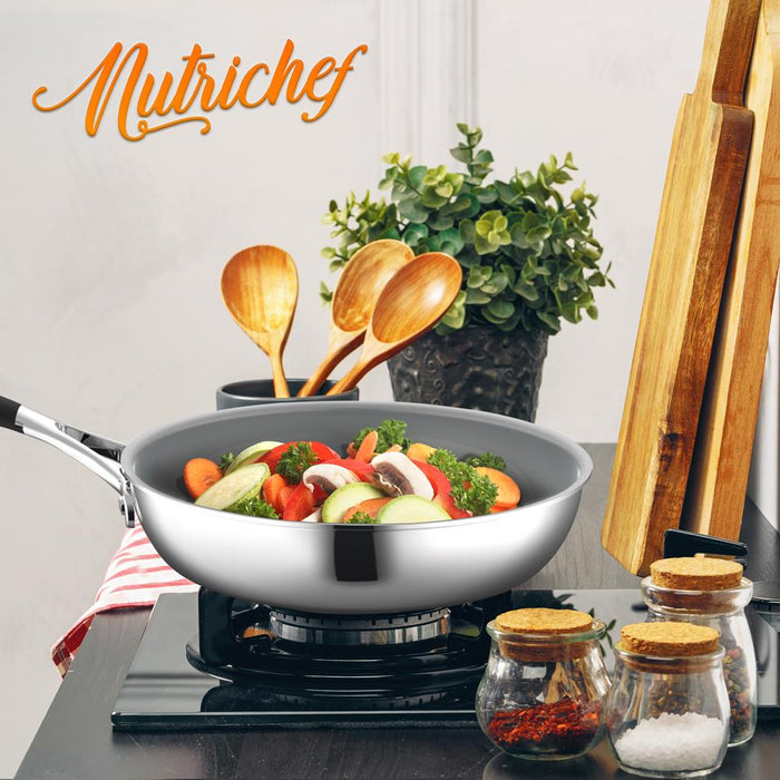 Kitchenware Pots & Pans Set - Clad Kitchen Cookware, Frypan Interior Coated With Prestige Ceramic Non-Stick Coating (12-Piece Set)