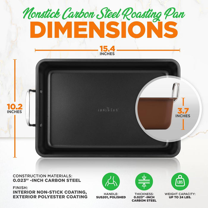 Nonstick Carbon Steel Roasting Pan With Wire Handle