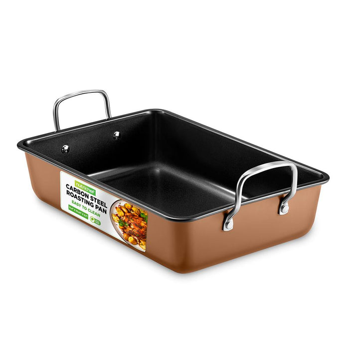 Nonstick Carbon Steel Roasting Pan With Wire Handle