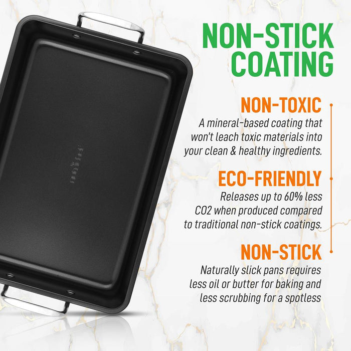 Nonstick Carbon Steel Roasting Pan With Wire Handle