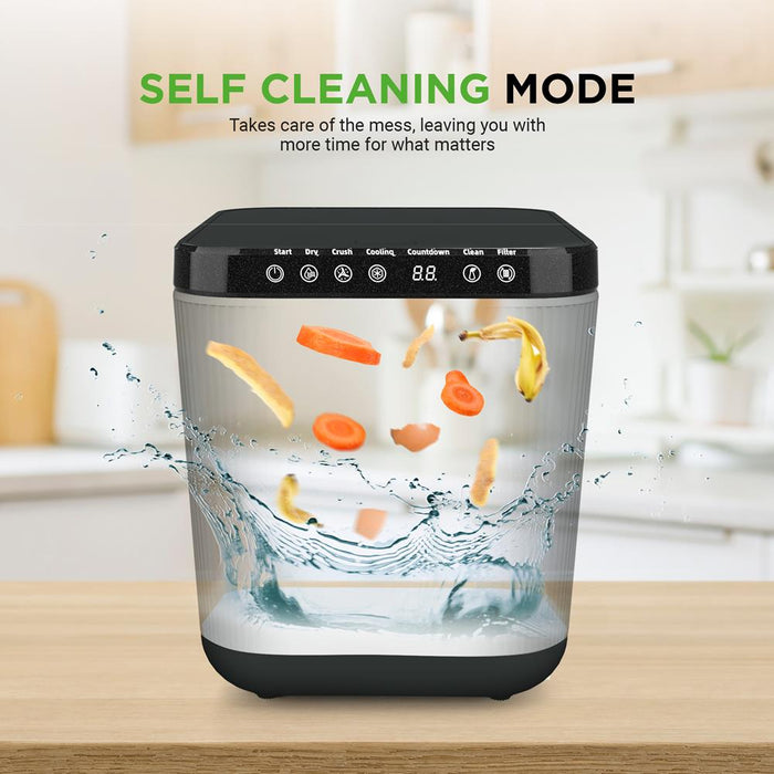 Food Waste Bin- 3 Liters Garbage Bin Countertop, Automatic Food Cycler Compost Bin (Grey)