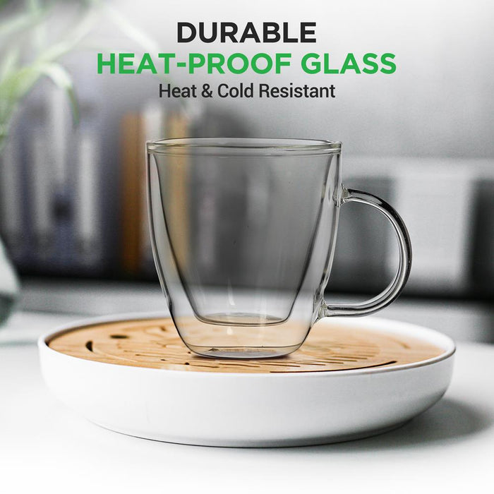 2 Pcs. Of Clear Glass Coffee Mug - Elegant Clear Glasses With Convenient Handles, For Hot And Cold Drinks