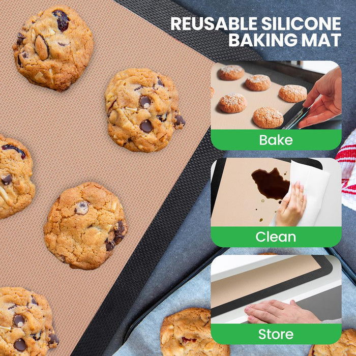 Silicone Baking Sheet - Reusable, Easy & Convenient, Nonstick Matt Used For Oven - (Black)