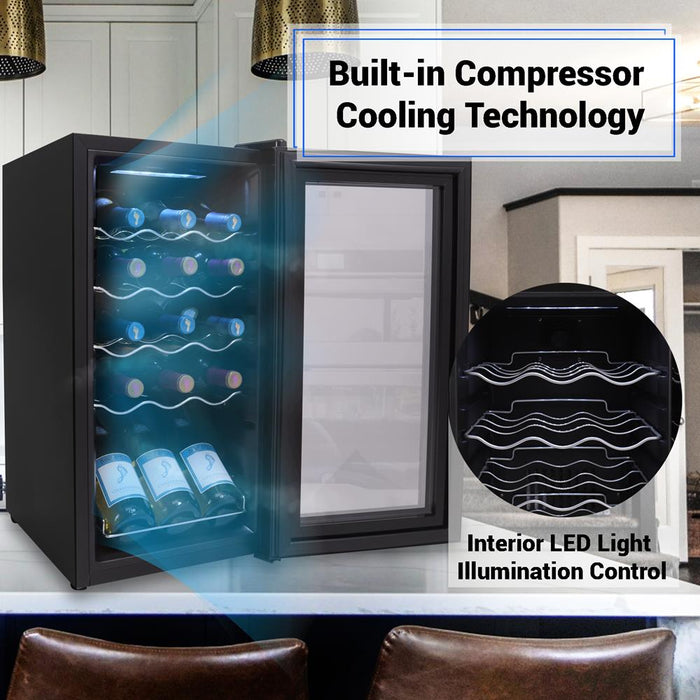 Wine Chilling Refrigerator Cellar - Digital Touch Button Control With Air Tight Seal, Contains Placement For Standing Bottles (15 Bottle Storage Capacity)