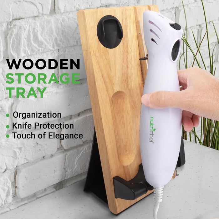 Electric Kitchen Knife With Wooden Storage Tray