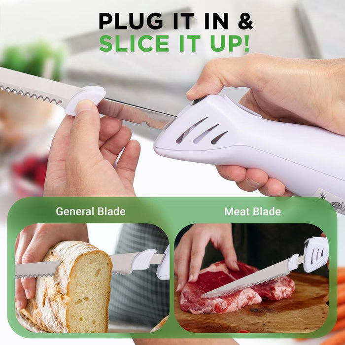 Electric Kitchen Knife With Wooden Storage Tray