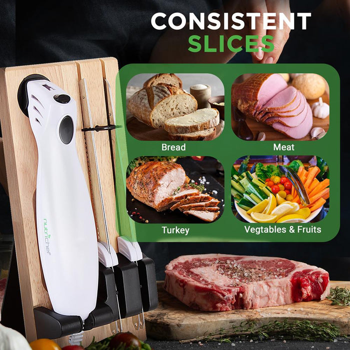 Electric Kitchen Knife With Wooden Storage Tray