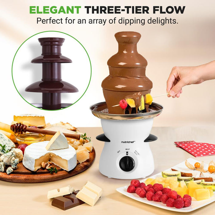 Electric Chocolate Fondue Pot - Countertop Chocolate Fondue Maker Fountain Chocolate Melter With 3-Tiers