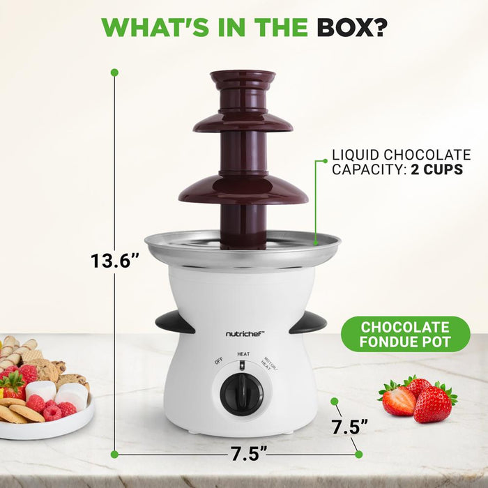 Electric Chocolate Fondue Pot - Countertop Chocolate Fondue Maker Fountain Chocolate Melter With 3-Tiers