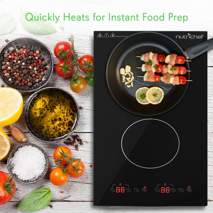 Dual Induction Cooktop - Double Countertop Burner With Digital Display, Adjustable Temp Settings