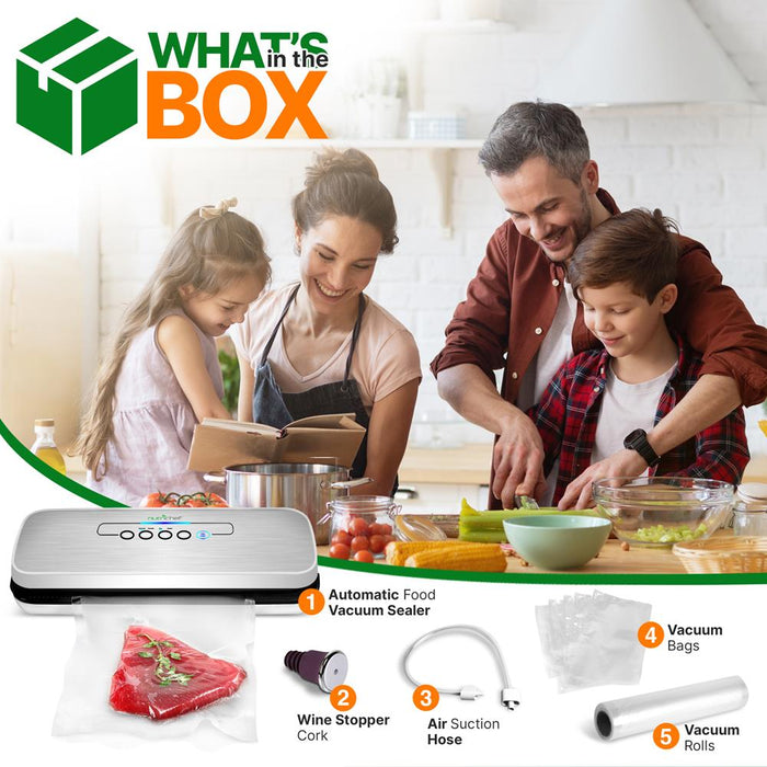 Automatic Food Vacuum Sealer - Electric Air Sealing Preserver System (Silver)