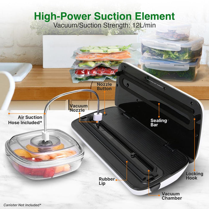 Automatic Food Vacuum Sealer - Electric Air Sealing Preserver System (Silver)