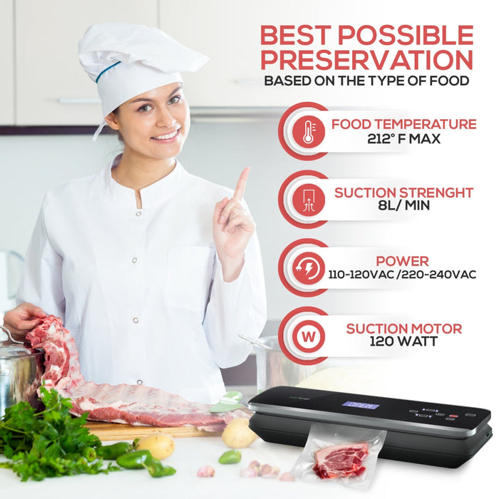 Scelleuse sous vide automatique pour aliments - Système de conservation par scellage à air électrique avec commandes numériques à bouton tactile doux 