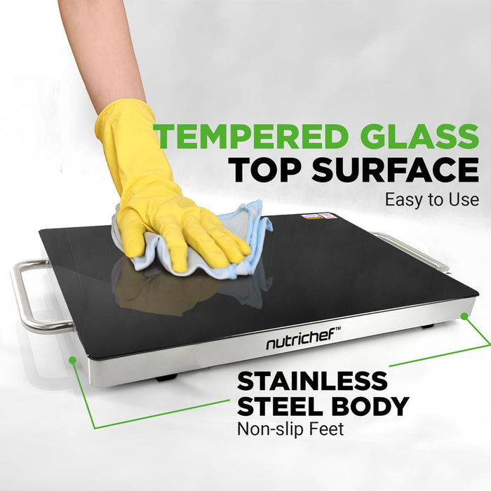 Electric Warming Tray / Food Warmer With Non-Stick Heat-Resistant Glass Plate (16.5'' X 11.0'' Heating Surface)