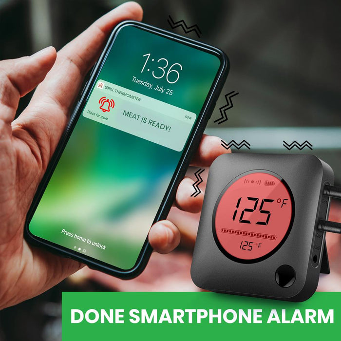 Thermomètre de barbecue intelligent Bluetooth - Affichage numérique, alerte à distance sans fil pour téléphone iOS Android 