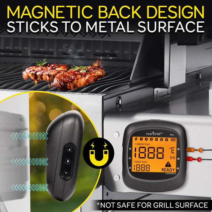 Bluetooth Wireless Bbq Digital Thermometer - Includes 2 Temperature Probes And Travel Case With Digital Lcd Display Screen