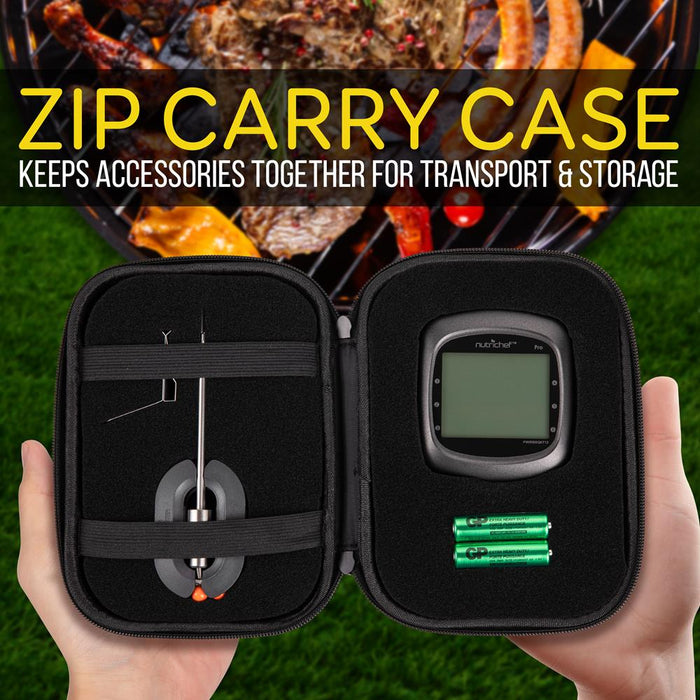 Bluetooth Wireless Bbq Digital Thermometer - Includes 2 Temperature Probes And Travel Case With Digital Lcd Display Screen