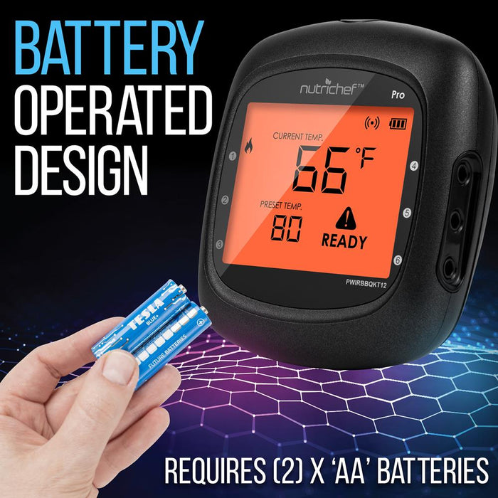 Bluetooth Wireless Bbq Digital Thermometer - Includes 2 Temperature Probes And Travel Case With Digital Lcd Display Screen