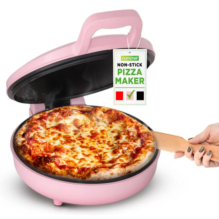 Machine à Pizza de Comptoir - Four à Pizza Électrique Antiadhésif avec Poignée Cool Touch et Fonction de Soulèvement, Inclut une Spatule (Noir) 